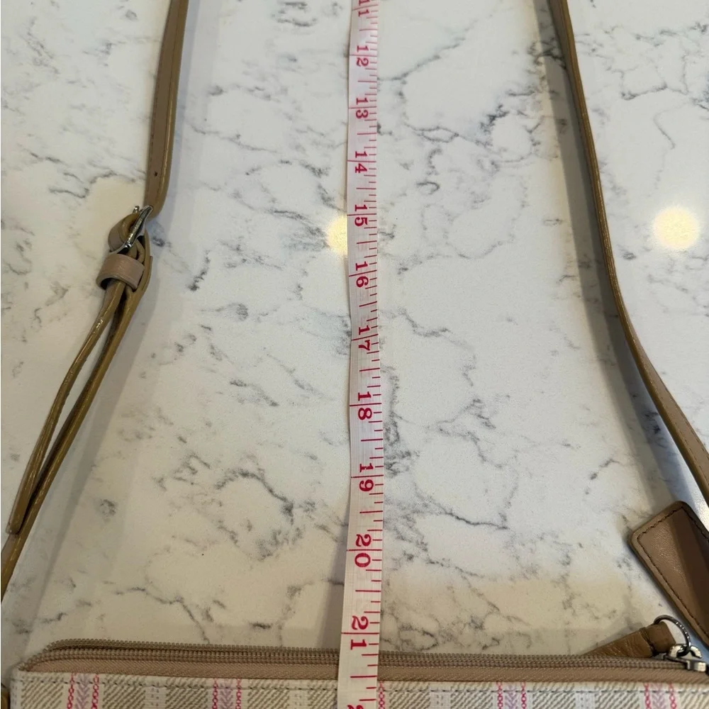 Coach Crossbody Bag with Pink and Cream Stripes